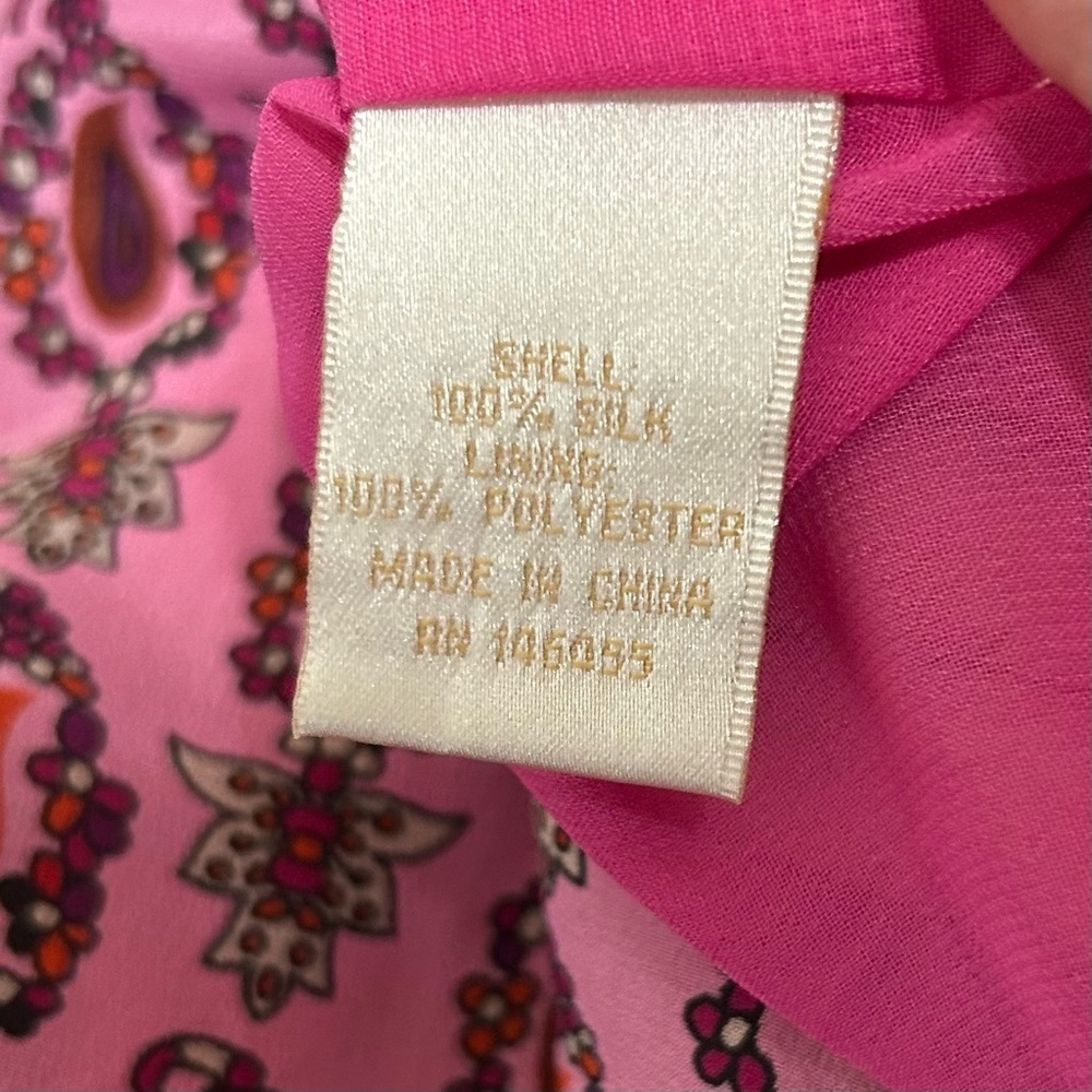 Gold Hawk 100% Silk Maxi Skirt Pink Paisley Size M Prairie Luxury Cottagecore - Picture 9 of 9